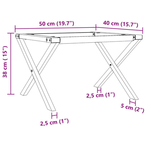 vidaXL Couchtisch-Gestell in X-Form 50x40x38 cm Gusseisen