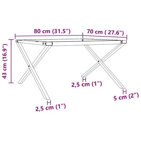 vidaXL Couchtisch-Gestell in X-Form 80x70x43 cm Gusseisen