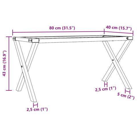 vidaXL Couchtisch-Gestell in X-Form 80x40x43 cm Gusseisen