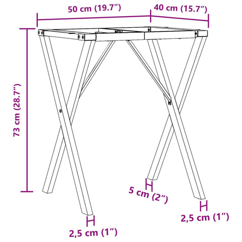 Esstisch-Gestell in X-Form 50x40x73 cm Gusseisen