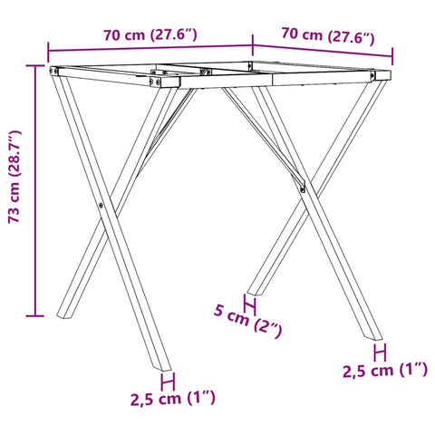 Esstisch-Gestell in X-Form 70x70x73 cm Gusseisen