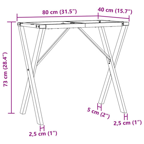 Esstisch-Gestell in X-Form 80x40x73 cm Gusseisen