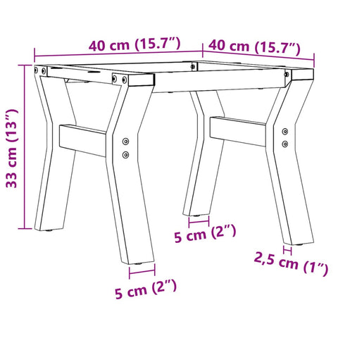 vidaXL Couchtisch-Gestell in Y-Form 40x40x33 cm Gusseisen