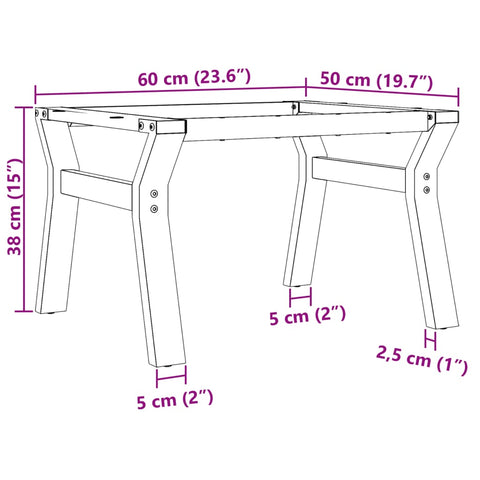 vidaXL Couchtisch-Gestell in Y-Form 60x50x38 cm Gusseisen