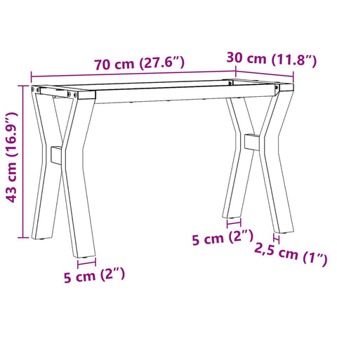 vidaXL Couchtisch-Gestell in Y-Form 70x30x43 cm Gusseisen