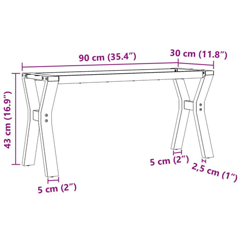 vidaXL Couchtisch-Gestell in Y-Form 90x30x43 cm Gusseisen