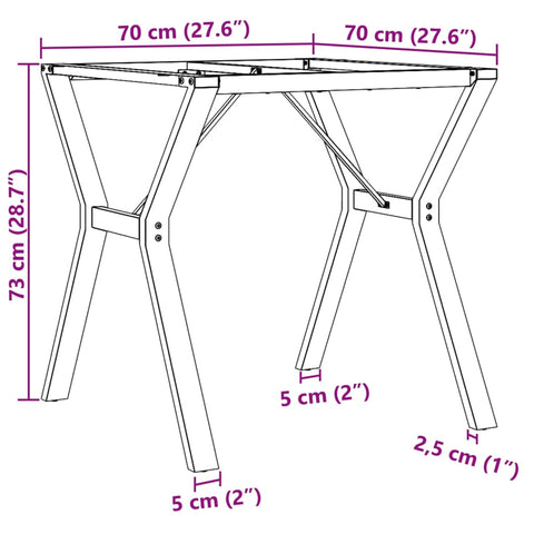 Esstisch-Gestell in Y-Form 70x70x73 cm Gusseisen