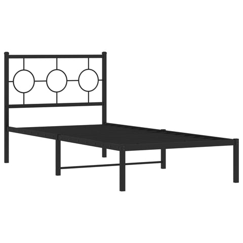 Bettgestell mit Kopfteil Metall Schwarz 90x200 cm