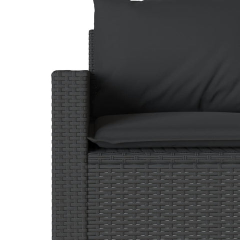 vidaXL Gartensofa mit Kissen 3-Sitzer Schwarz Poly Rattan