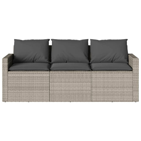 vidaXL Gartensofa mit Kissen 3-Sitzer Hellgrau Poly Rattan