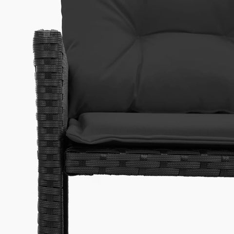 vidaXL Gartensofa in L-Form mit Tisch und Kissen Schwarz Poly Rattan