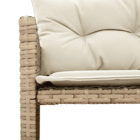 vidaXL Gartensofa in L-Form mit Tisch und Kissen Beige Poly Rattan