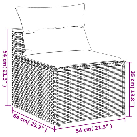 Gartensofas ohne Armlehnen mit Kissen 2 Stk Schwarz Poly Rattan