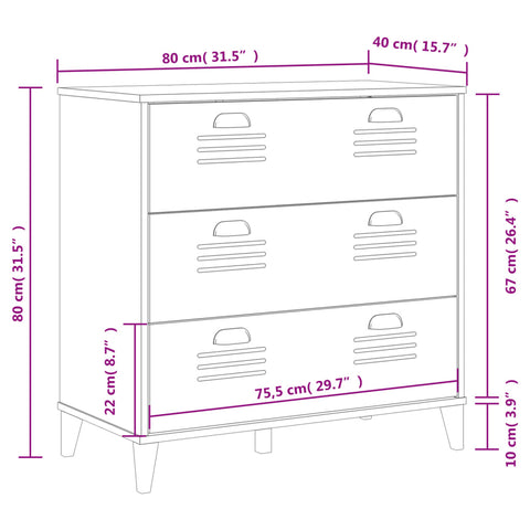 vidaXL Kommode VIKEN Weiß Holzwerkstoff