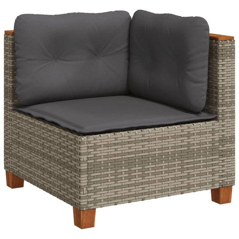 vidaXL Garten-Ecksofa mit Kissen Grau Poly Rattan