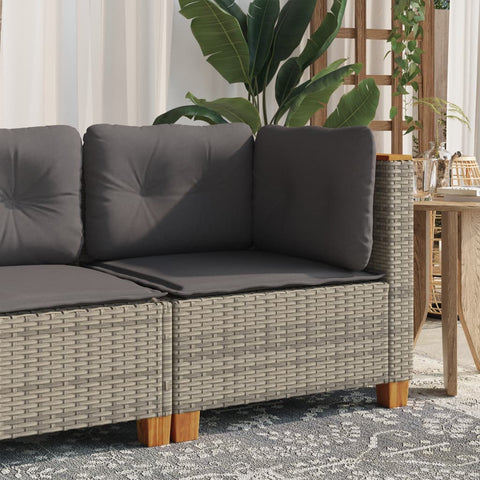 vidaXL Garten-Ecksofa mit Kissen Grau Poly Rattan