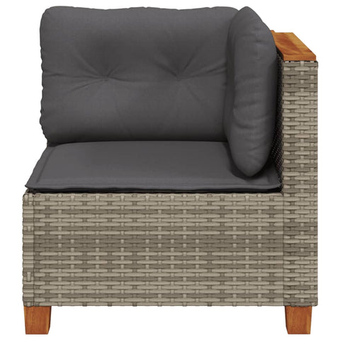 vidaXL Garten-Ecksofa mit Kissen Grau Poly Rattan