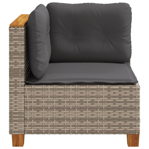 vidaXL Garten-Ecksofa mit Kissen Grau Poly Rattan