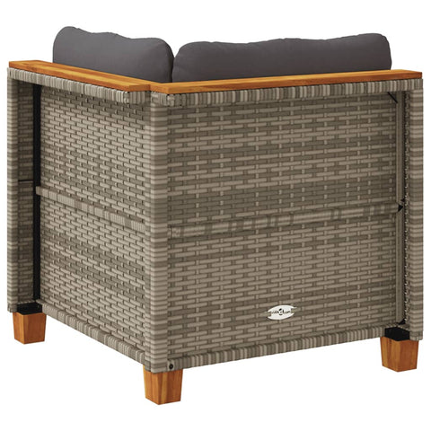 vidaXL Garten-Ecksofa mit Kissen Grau Poly Rattan