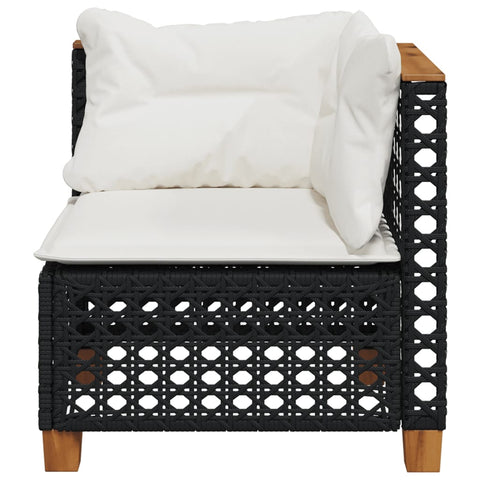 vidaXL Garten-Ecksofa mit Kissen Schwarz Poly Rattan