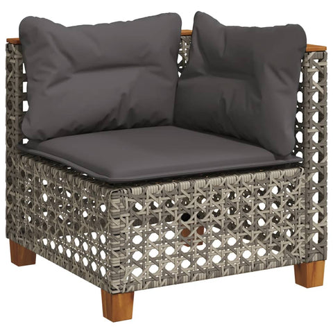 vidaXL Garten-Ecksofa mit Kissen Grau Poly Rattan