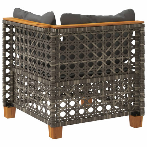 vidaXL Garten-Ecksofa mit Kissen Grau Poly Rattan