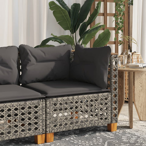 vidaXL Garten-Ecksofa mit Kissen Grau Poly Rattan