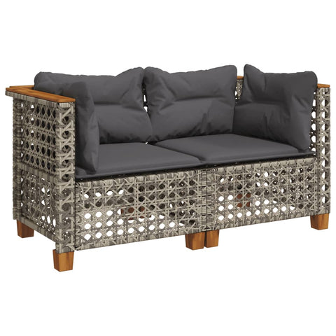 vidaXL Garten-Ecksofas mit Kissen 2 Stk. Grau Poly Rattan