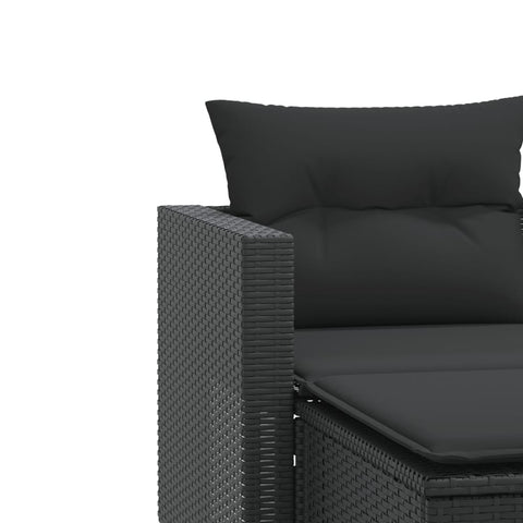 vidaXL Gartensofa 2-Sitzer mit Hockern Schwarz Poly Rattan