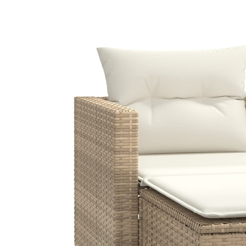 vidaXL Gartensofa 2-Sitzer mit Hockern Beige Poly Rattan