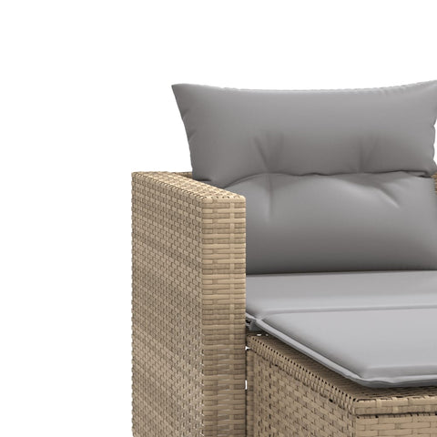 vidaXL Gartensofa 2-Sitzer mit Hockern Beige Poly Rattan