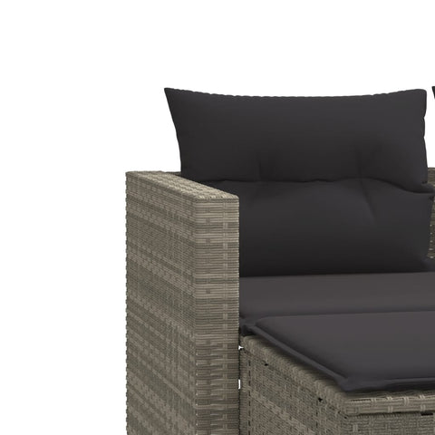 vidaXL Gartensofa 2-Sitzer mit Hockern Hellgrau Poly Rattan