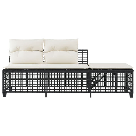 vidaXL 3-tlg. Garten-Ecksofa-Set mit Kissen Schwarz Poly Rattan