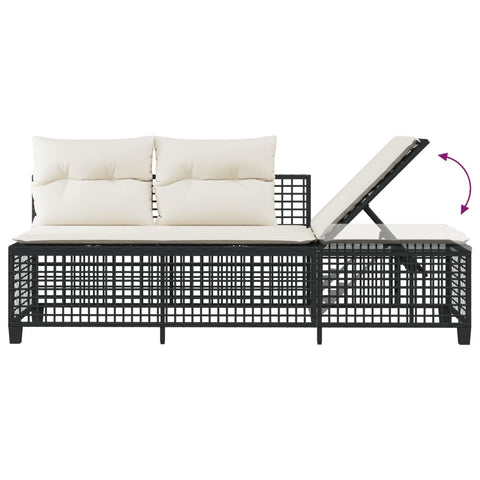 vidaXL 3-tlg. Garten-Ecksofa-Set mit Kissen Schwarz Poly Rattan