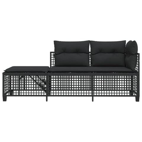 vidaXL 3-tlg. Garten-Ecksofa-Set mit Kissen Schwarz Poly Rattan