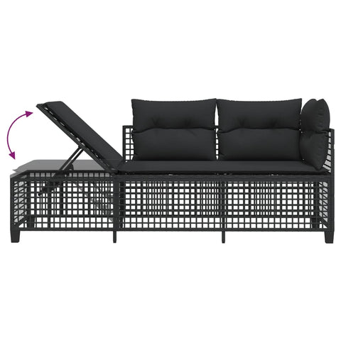 vidaXL 3-tlg. Garten-Ecksofa-Set mit Kissen Schwarz Poly Rattan