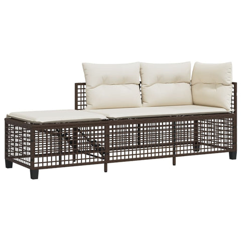 vidaXL 3-tlg. Garten-Ecksofa-Set mit Kissen Braun Poly Rattan