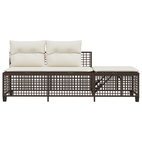 vidaXL 3-tlg. Garten-Ecksofa-Set mit Kissen Braun Poly Rattan