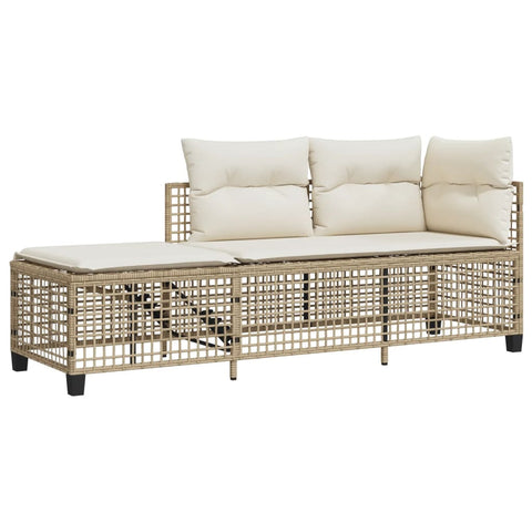 vidaXL 3-tlg. Garten-Ecksofa-Set mit Kissen Beige Poly Rattan