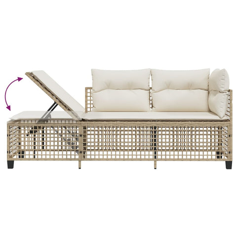 vidaXL 3-tlg. Garten-Ecksofa-Set mit Kissen Beige Poly Rattan