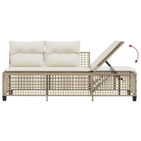 vidaXL 3-tlg. Garten-Ecksofa-Set mit Kissen Beige Poly Rattan