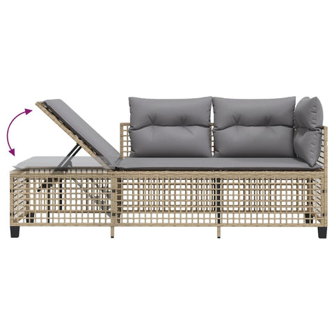 vidaXL 3-tlg. Garten-Ecksofa-Set mit Kissen Beige Poly Rattan