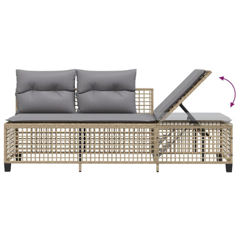 vidaXL 3-tlg. Garten-Ecksofa-Set mit Kissen Beige Poly Rattan