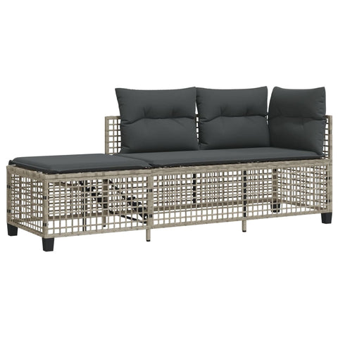 vidaXL 3-tlg. Garten-Ecksofa-Set mit Kissen Hellgrau Poly Rattan