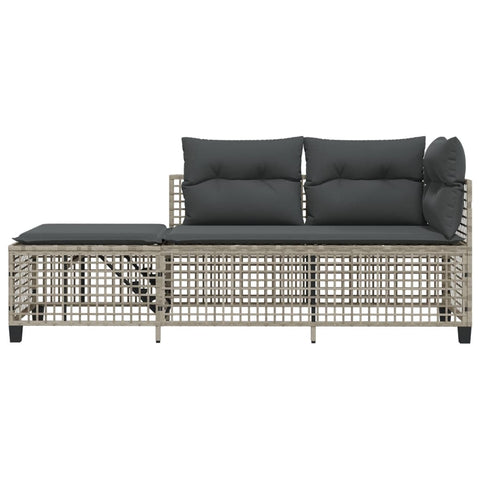 vidaXL 3-tlg. Garten-Ecksofa-Set mit Kissen Hellgrau Poly Rattan