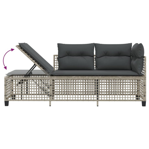 vidaXL 3-tlg. Garten-Ecksofa-Set mit Kissen Hellgrau Poly Rattan