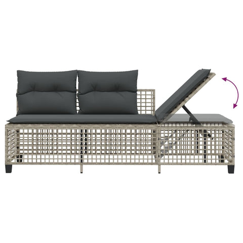 vidaXL 3-tlg. Garten-Ecksofa-Set mit Kissen Hellgrau Poly Rattan