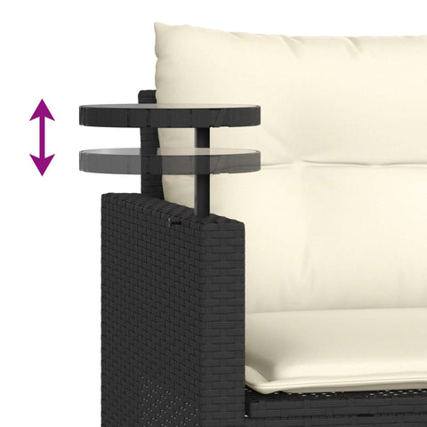 vidaXL 3-tlg. Garten-Sofagarnitur mit Kissen Schwarz Poly Rattan