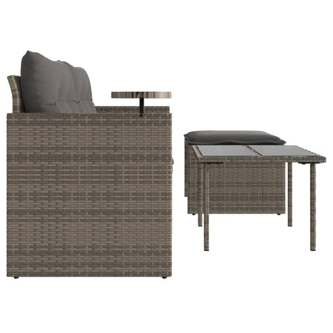 vidaXL 3-tlg. Garten-Sofagarnitur mit Kissen Grau Poly Rattan