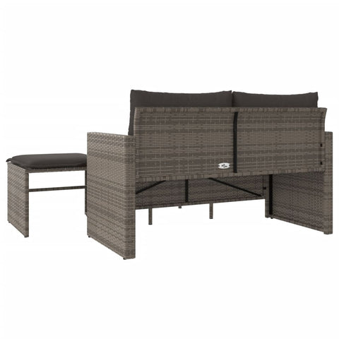 vidaXL 3-tlg. Garten-Sofagarnitur mit Kissen Grau Poly Rattan